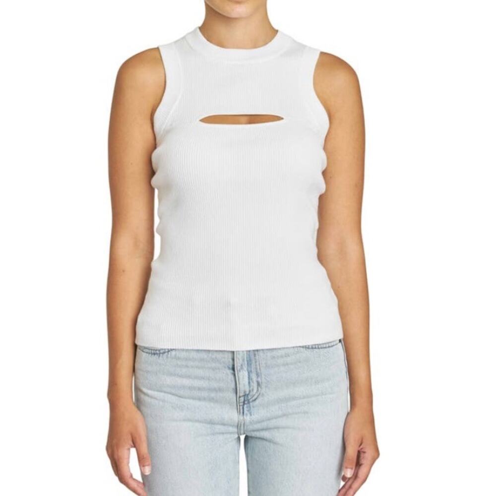 Pistola Womens L Nella Cashmere Blend Cutout Tank in White NEW
